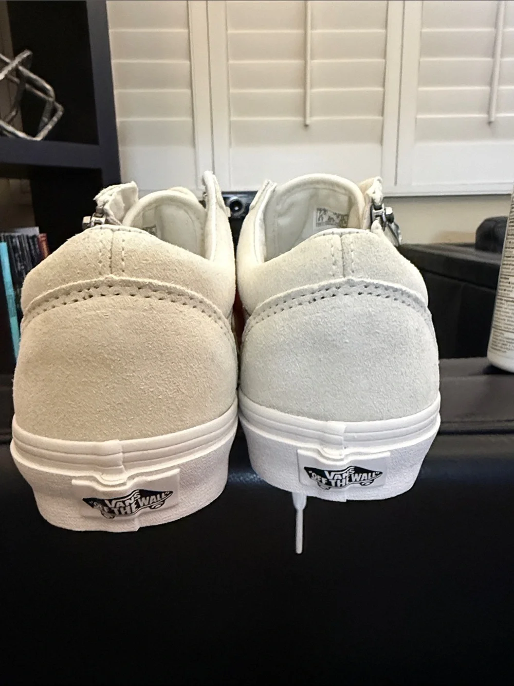 Vans White Suede Low-Top Sneakers with Side Zipper
